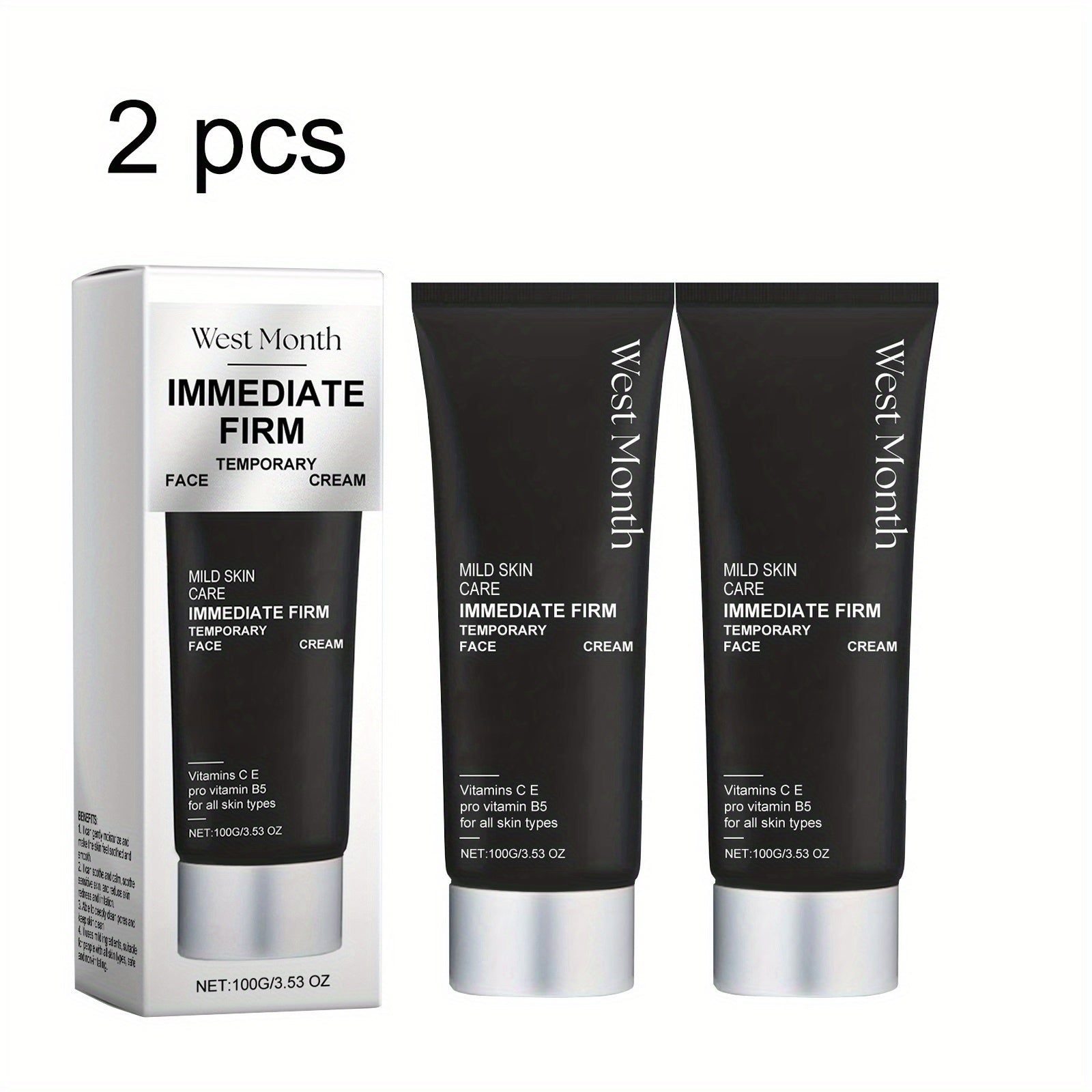 TEMU 2pcs, 100g- 3.53oz, Facial Firming & Moisturizer Cream, Contains Mineral Oil, Stearate, , Skin Hydrated, Moisturizes Skin, Provides Hydration