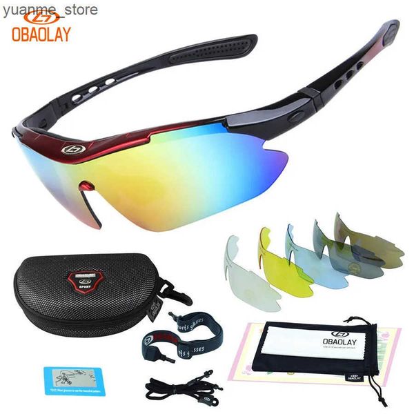 Outdoor Eyewear OBAOLAY Polarized UV400 Cycling Sunglasses Bicycle Bike Eyewear Goggle Riding Outdoor Sports Fishing Glasses 5 Lens Men Wome