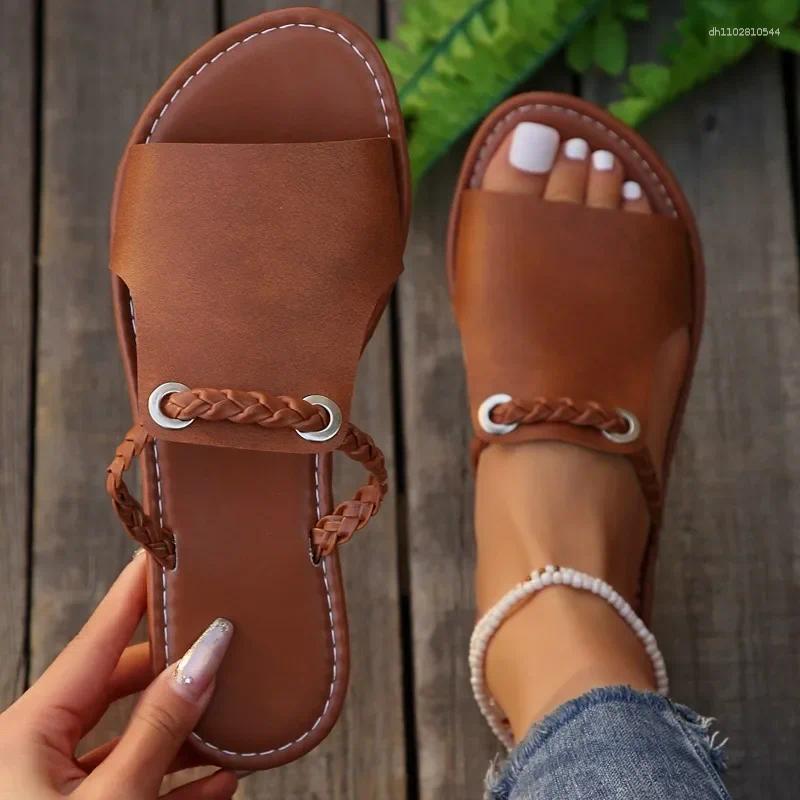 Slippers Summer Sandals Women Flats Casual Shoes 2025 Fashion Dress Flip Flops Beach Bohemian Femme Home Slides