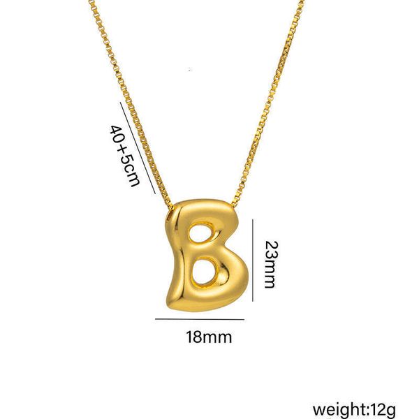 Hot designer necklace for women Cross border titanium steel 18k real golden face balloon bubble chubby cute Q-version 26 English letter name