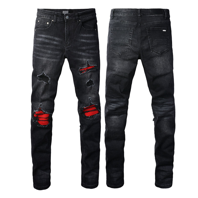 y2k men jeans stacked jeans high quality motorcycle biker jean slim fit denim jeans straight designer jeans for Men rock revival hip hop stretch pan