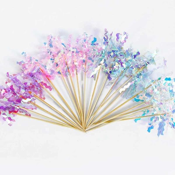 20pcs Happy Birthday Glitter Cake Topper Colorful Fireworks Tassels Cupcake Topper Wedding Baby Shower Baking Dessert Cake DecorXJ250107