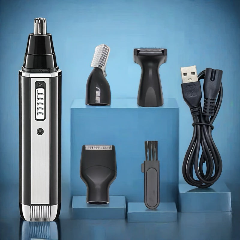 TEMU Men's Shaving Kit: Rechargeable Nose, Ear, And Beard Trimmer With Usb Charging, Easy To Clean, A Holiday Gift For .
