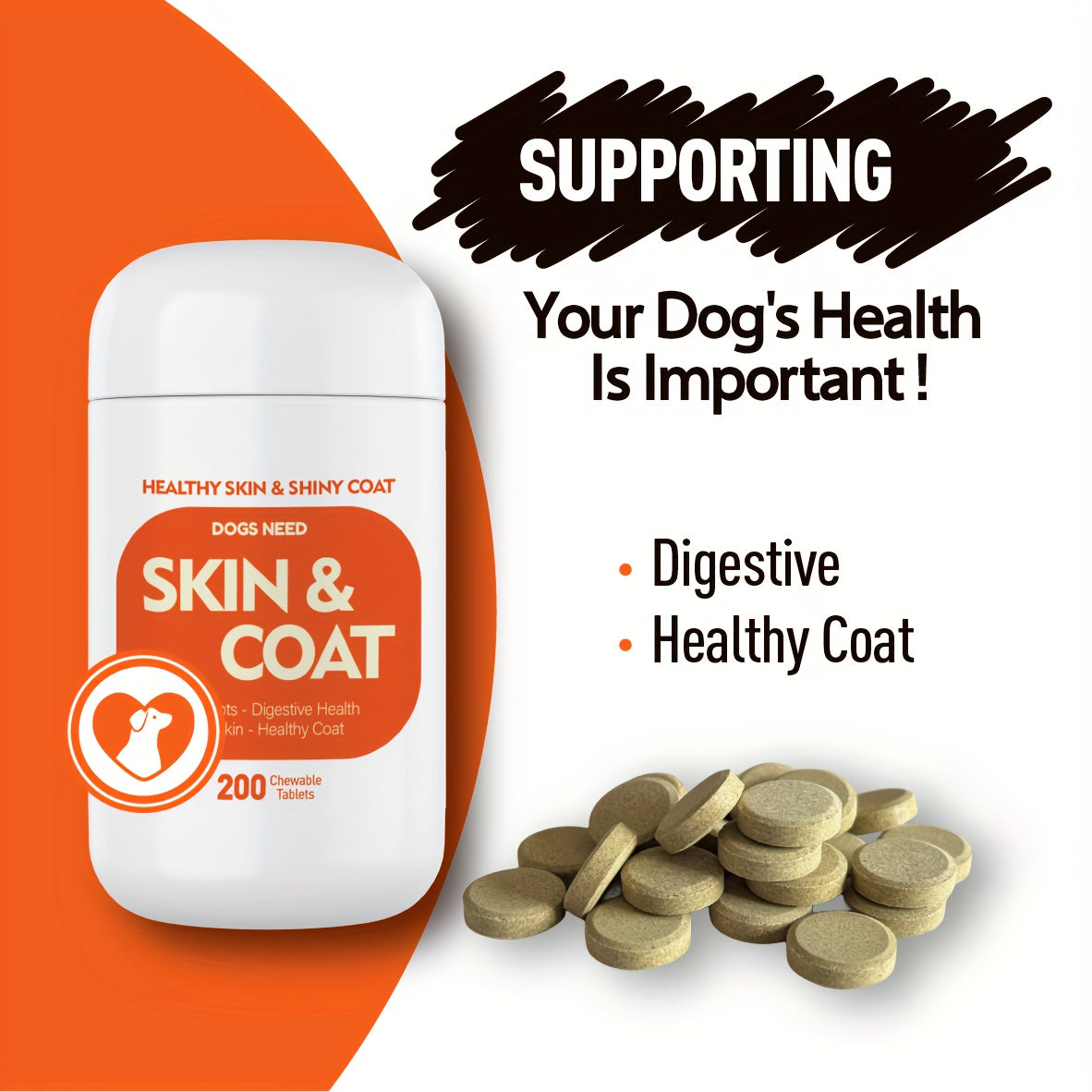 TEMU Beige Coat For Dogs, Probiotics For Health, For Dogs, Supplement For Dogs With Nutritional Needs, Shedding, Support Healthy Shiny Hair, 200