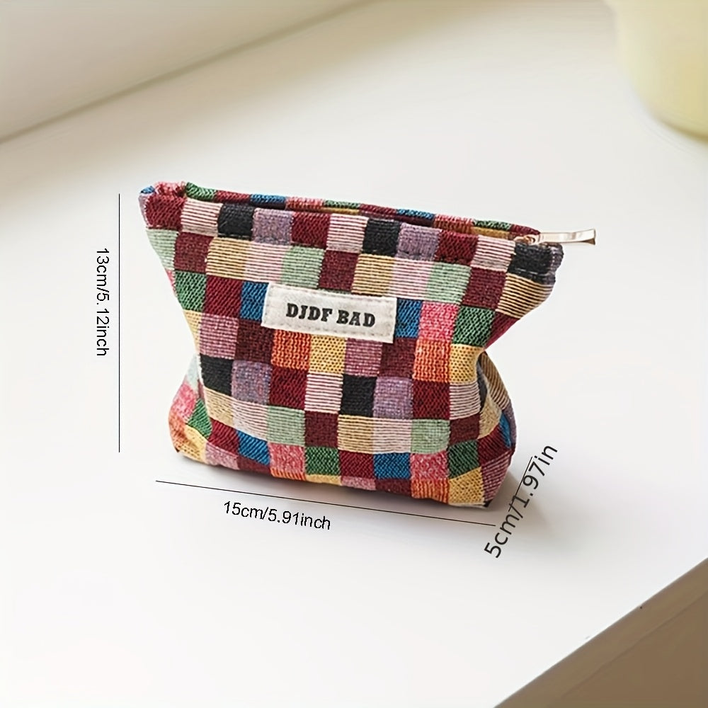 TEMU Travel Makeup Bag, Sanitary Pad Organizer, Lipstick Pouch, Portable Toiletry Case With Grid Design For Women