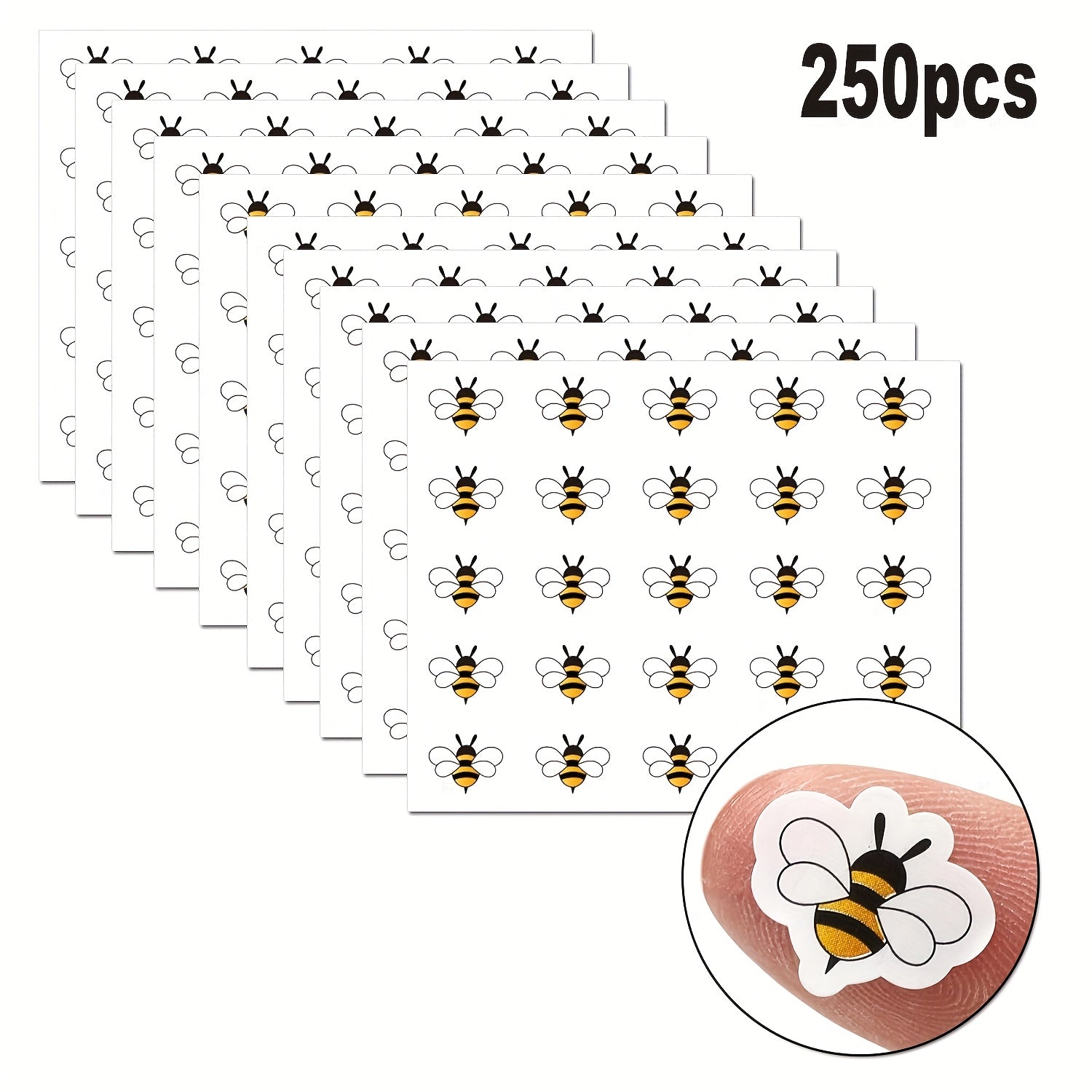TEMU 250pcs-pack, Stickers, Yellow Bass Bee Small Decal Self-adhesive Sticker, Suitable For Holiday Envelopes Gifts Diy Supplies Decorative Stickers
