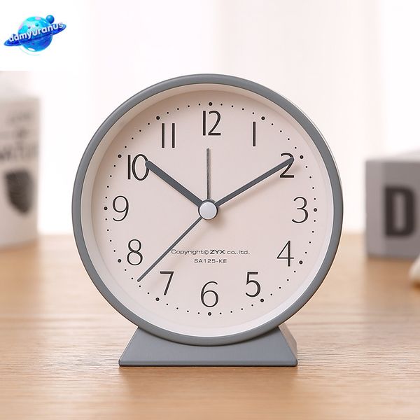 ddmyuranus Fashion Desktop Table Clock Simple Solid Color Student Bedroom Bass Night Light Cute 3 Inches Alarm Clocks Children Gift Home