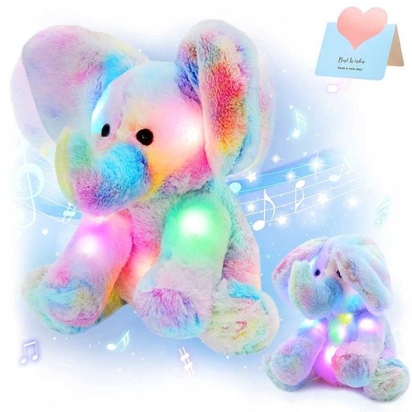 Plush Light - Up toys 28cm Elephant Doll Toys LED Luminous Electric Elephant Wagging Ears Plush Toys Stuffed Throw Pillows Toy Gift for Girl