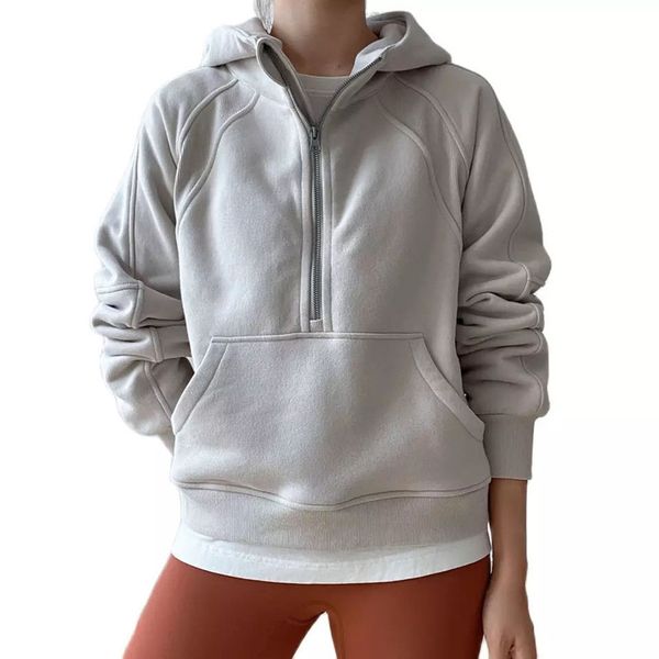 Women Yoga Hoodies Half Zipper Sweatshirt Suit Jacket Ladies Gym Top Activewear Fleece Loose Workout Pullover