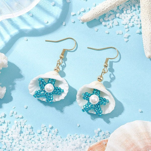 Boucles d'oreilles pendantes en acier inoxydable 304 en forme de coquillage