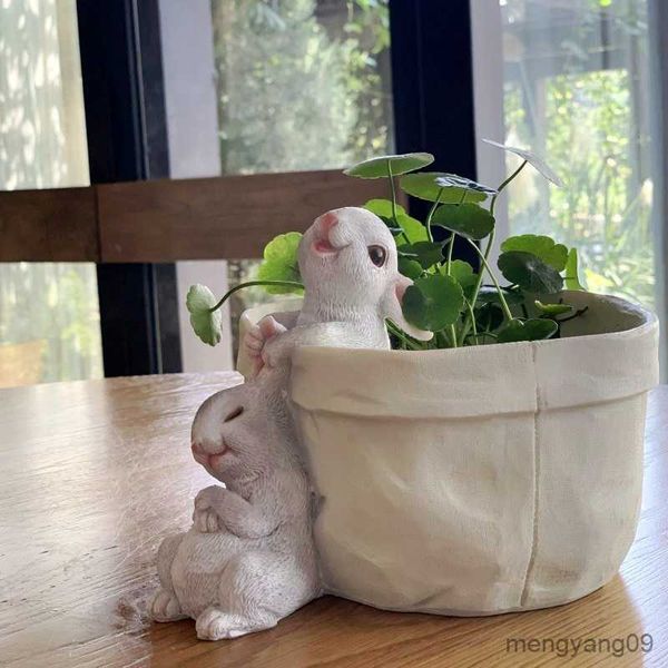Planters Pots Creative Flowerpot Balcony Garden Simulation Lovely Rabbit Garden Gardening Plant Decoration Landscaping Small Animals Potted