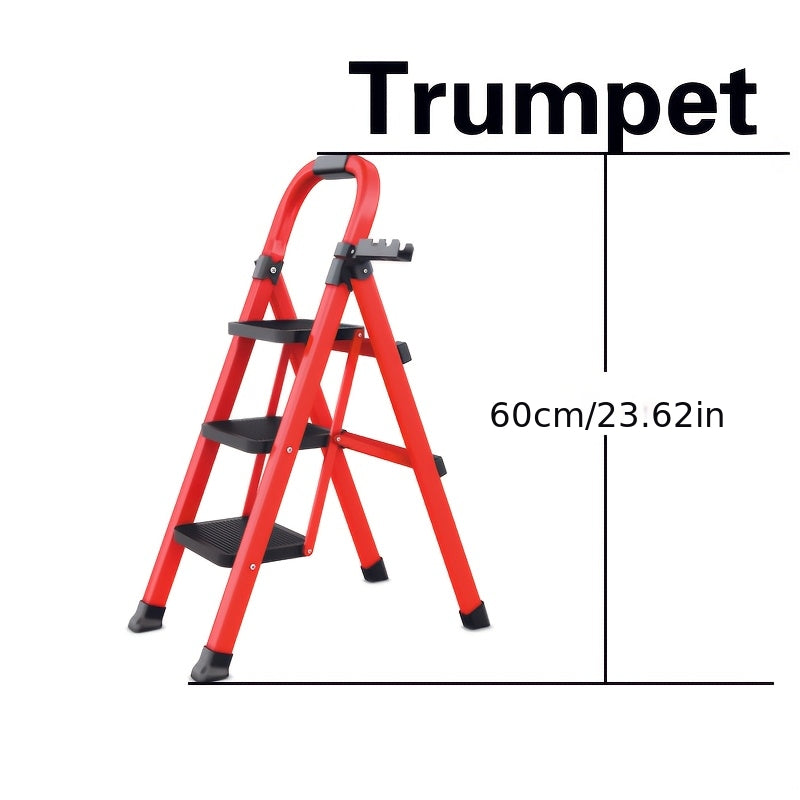 TEMU 500-pound Load-bearing Anti-slip Treads; -4-5-step Folding Ladder; Lightweight Home And Industrialgrade Space-saving High-capacity Folding