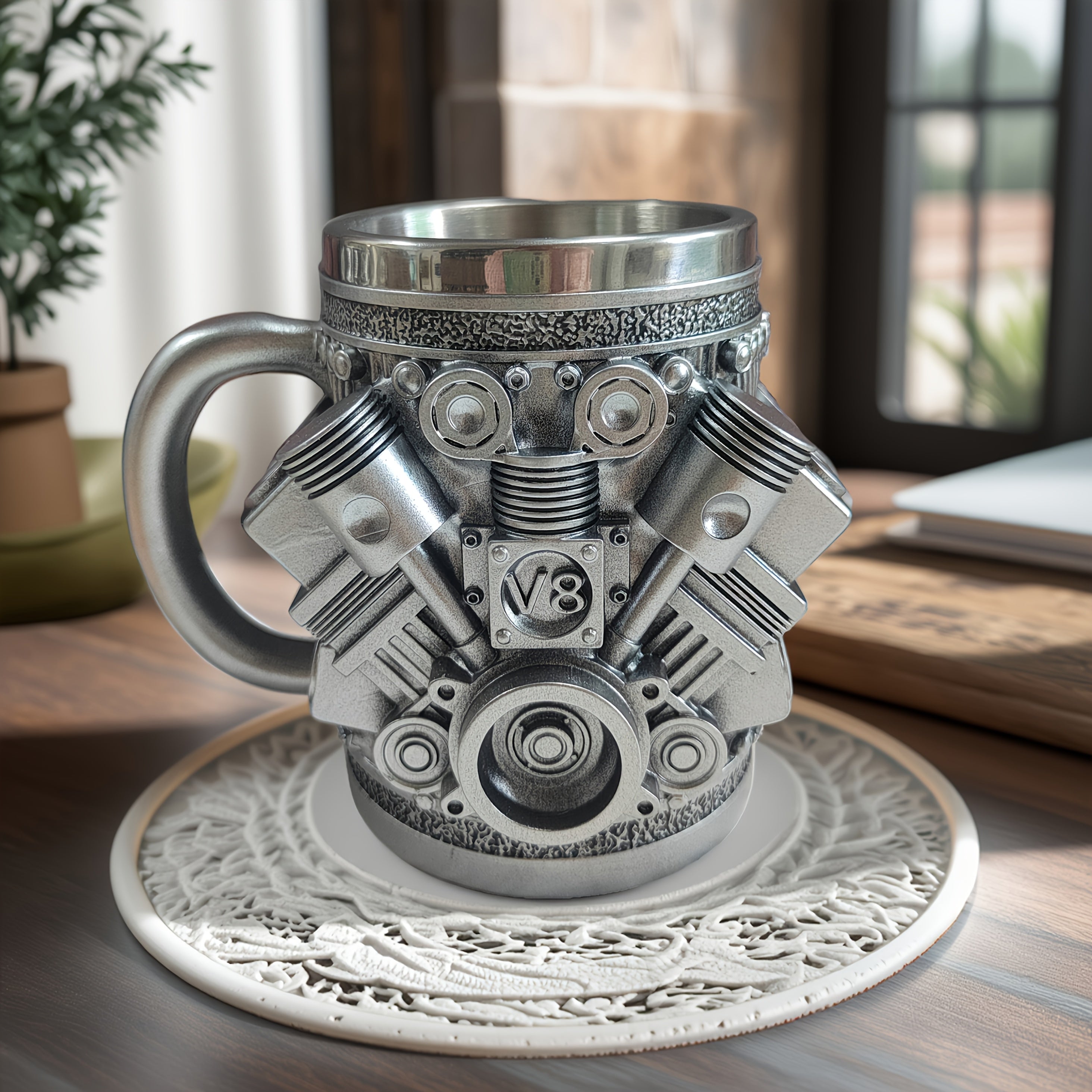 TEMU V6 Or Beer & Coffee Mug - Heavy-duty Cup With Piston, Connecting Rods, Valve Covers - Compatible With Automotive Enthusiasts, Mechanics, - Ideal
