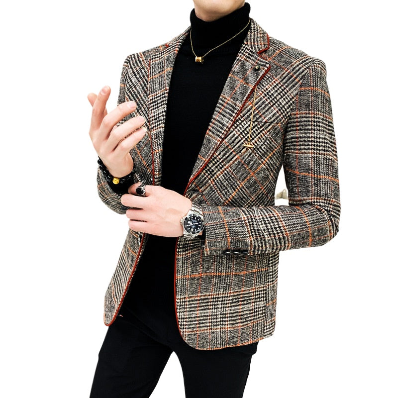 Clothing Men Plaid Spring Casual Business Suit-Male High Quality Cotton Slim Fit Blazers Jackets-Man Tuxedo coat S-4XL