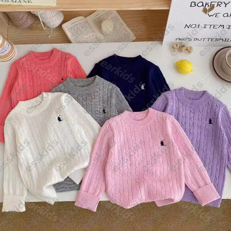 Pony Embroidery Childrens Sweater Designer Pullover Girls Luxury Knitted Tops Baby Round Neck Knitting Long Sleeve Shirts Autumn Winter Kids Sweater