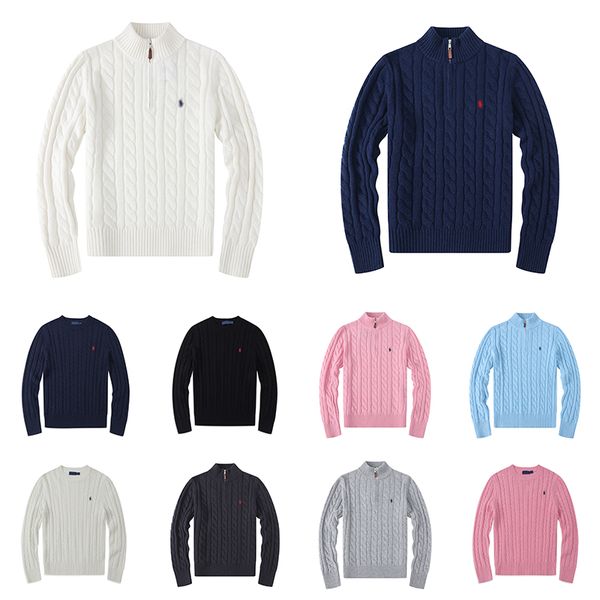 2024 new Mens Polo Designer Sweater Shirts Thick Half Zipper High Neck Warm Pullover Slim Knit Knitting Jumpers Small horse Brand Cotton Swe