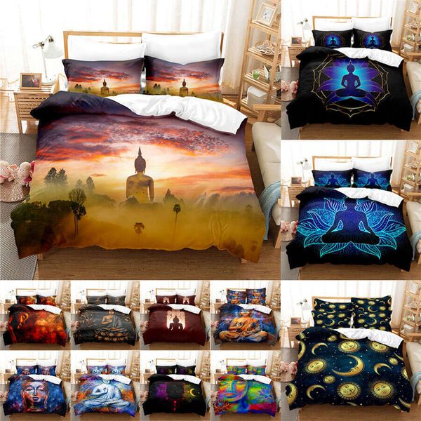 Buddha Duvet Cover Set Queen Size Single Double Bed 220X240cm Twin King Full Bedding Sets Quilt Case Ens 3D HD Pillowcase