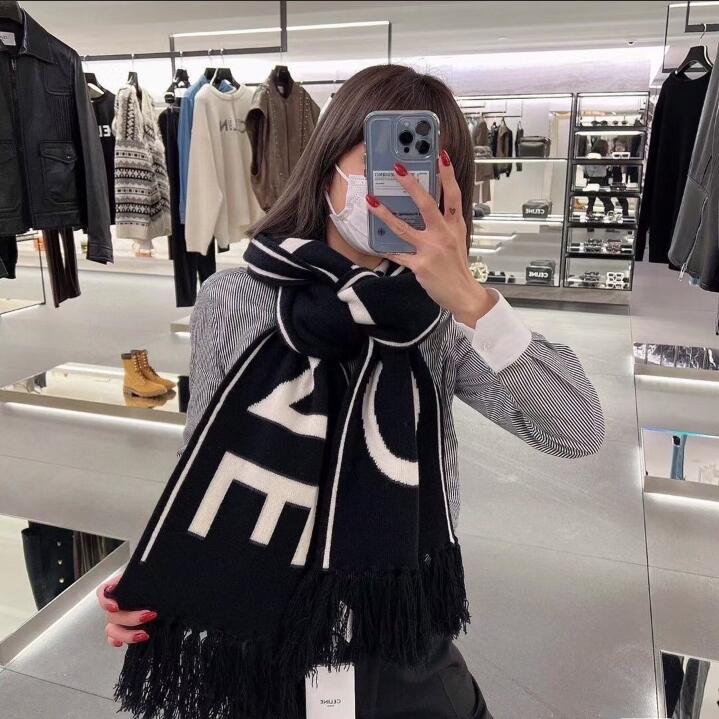 Scarf Designer Cotton Long Fashion scarf Winter Wool Scarves Women Wraps Striped Plaid letter Printed
