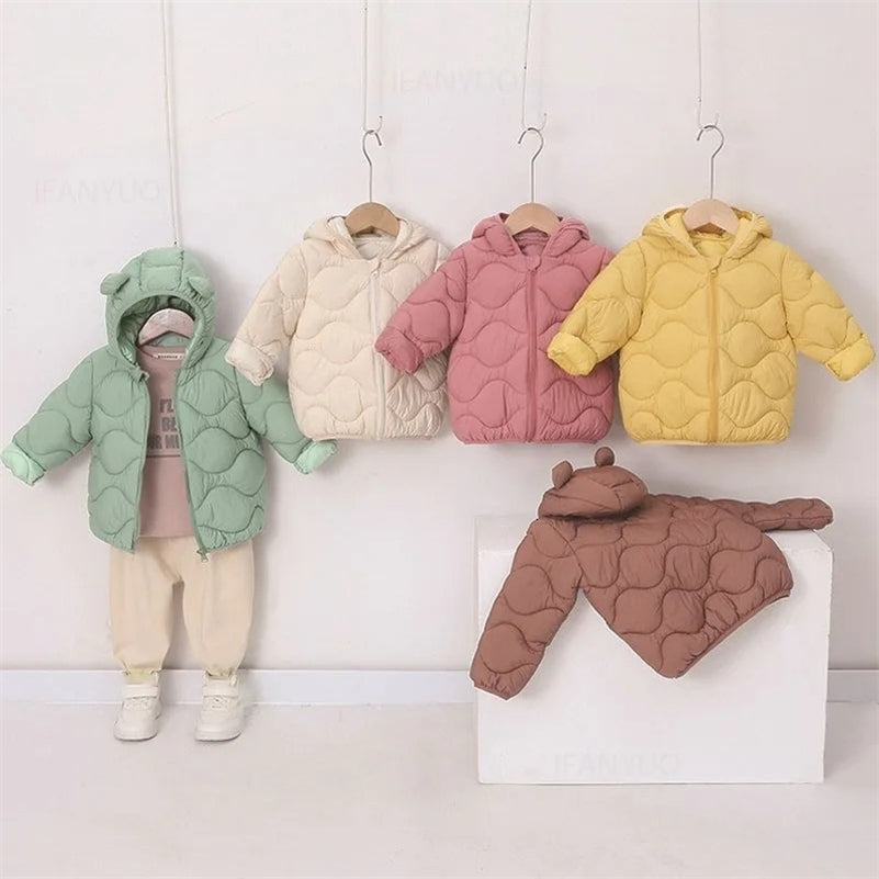 Autumn Winter Fashion Children Clothings Jackets Boys Girls Kids Lightweight Down Cotton Coats Baby Simple Solid Outerwear 250912