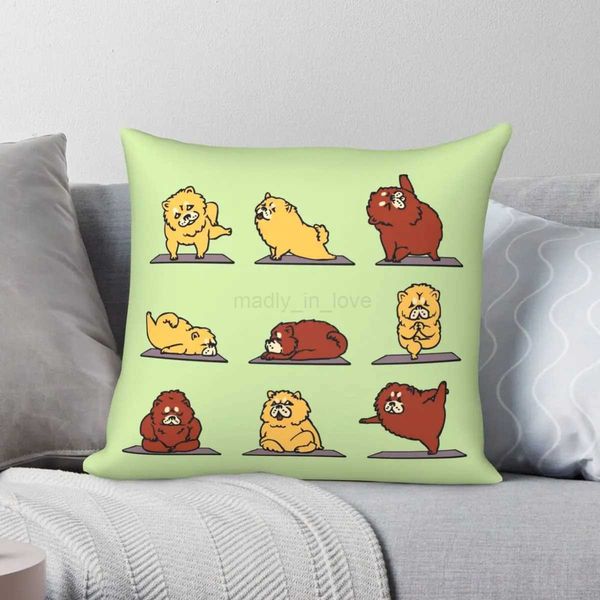 Chow Yoga pillowcase Polyester Linen Velvet Pattern Zip Decor Throw pillow Case Home Cushion CoverM240717