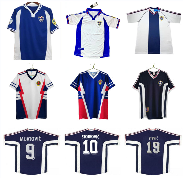 1990 1991 1992 1998 2000 Yugoslavia Soccer Jerseys retro MILOSEVIC STOJKOVIC 90 91 92 98 00 Vintage Football Shirts home away Uniforms Classic