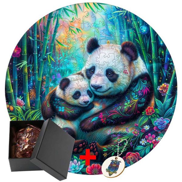 3D Puzzles Panda Intellectual Toy Brain Trainer 3d Wooden Puzzle Adults Educational Gift s Toys Games Jigsaw Intelligence Diy Keychain H2411