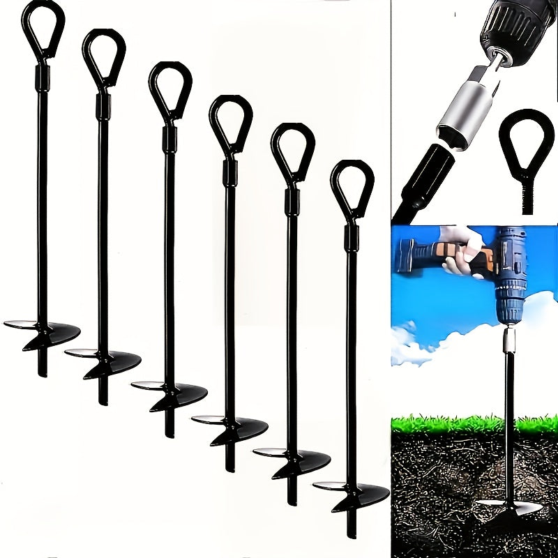 TEMU 6pcs Heavy Duty Earth Anchor Shed, Swing Set, Trampoline, Fixed Tent Ground Mount, Outdoor Camping Screw Ground Drill, Greenhouse Ground Anchor,