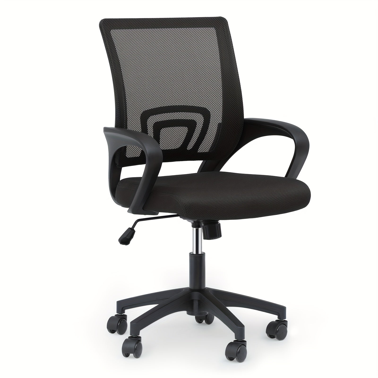 TEMU Ergonomic Mid- Chair With Lumbar Support - Adjustable Height & Tilt, Breathable Mesh Backrest & Armrests, & Smooth-rolling Casters - Heavy-duty