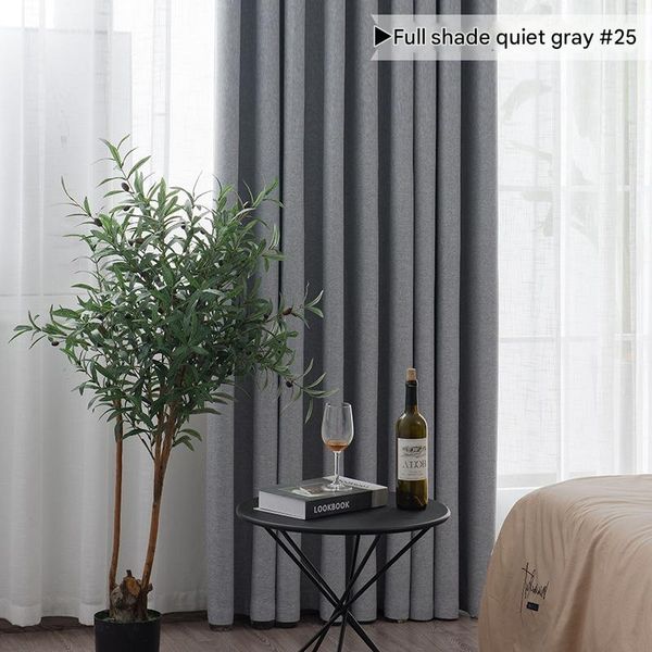D287 Single-sided solid color blackout curtain fabric living room bedroom rental room sunshade soundproof curtain finished product