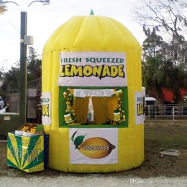 4x4x3.5mH (13.2x13.2x11.5ft) Portable inflatable lemonade booth-stand blow up kiosk booth-Beverage lenmon stall tent vendor space for lemon