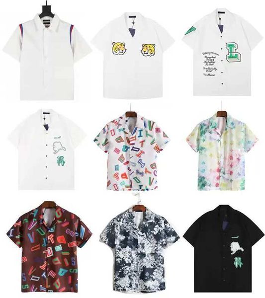 home clothing Summer Men TShirts designer Women Casual Printed T Shirts Button Lapel Cardigan Short Sleeve Oversized Shirt Blouses tops bran