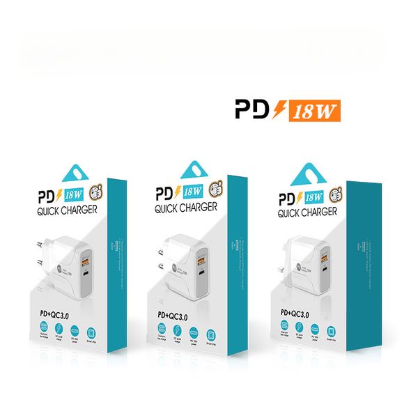 Home Charger PD12W Chargers 5V2A Charging Plug Type-c Adapter PD+USB with Package