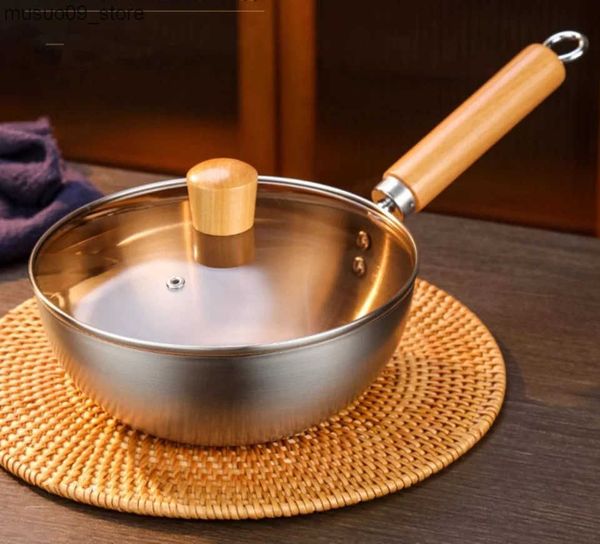 Other Cookware 430 Stainless Steel Small Frying Wok Pan Special Uncoated Skillet Soup Pot Non-Stick pan Home Kitchen Induction Cooker Gas St