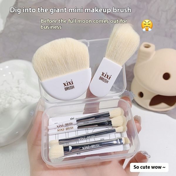 Portable Xixi 6-Pack Beginner Soft Handle Makeup Brushes with Eye Shadow & Blusher Functions