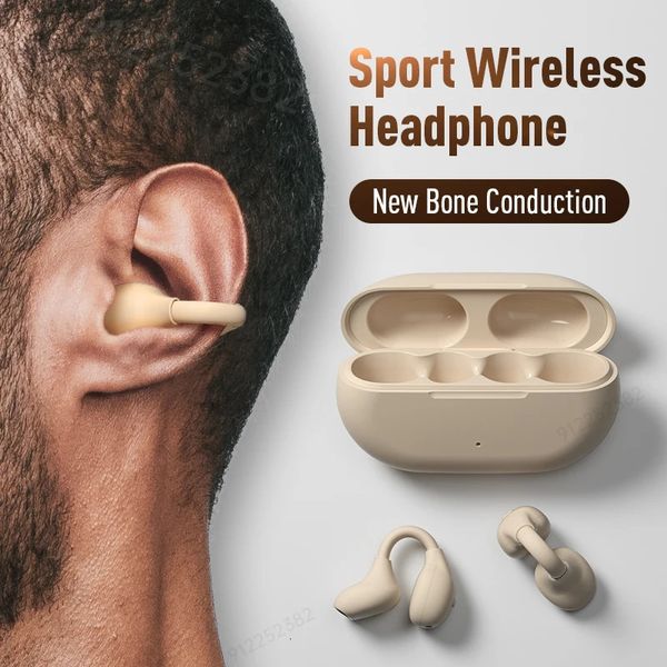 Headsets TWS Bone Conduction Bluetooth Earphones 5 3 Ear Clip Earring Wireless Headphones with Mic Noise Reduction HiFi Sports Headset 23112