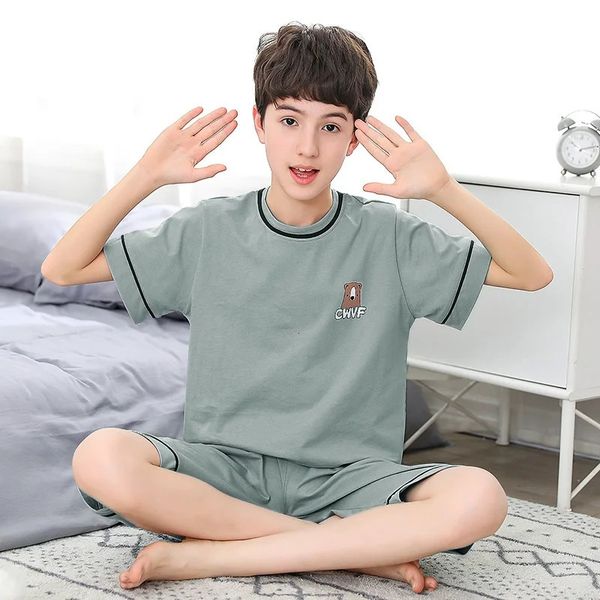 Summer Boys Cartoon Pajamas Children Sleepwear Teenage Cotton Night Home Clothes Suit Pyjama Kids Pijama For 9 10 12 16 18Years 240528
