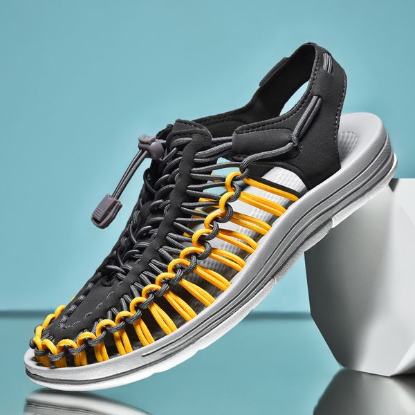 Men Summer Women Slippers Weaving Beach Gladiator Casual Flat Outdoor Couples Sandals BigSize 48 008e