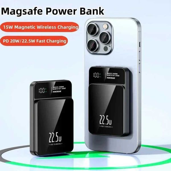 Cell Phone Power Banks 20000mAh Magsafe Power Bank Magnetic Wireless Charger Powerbank for iPhone 15 14 Samsung USB C Portable Induction Cha