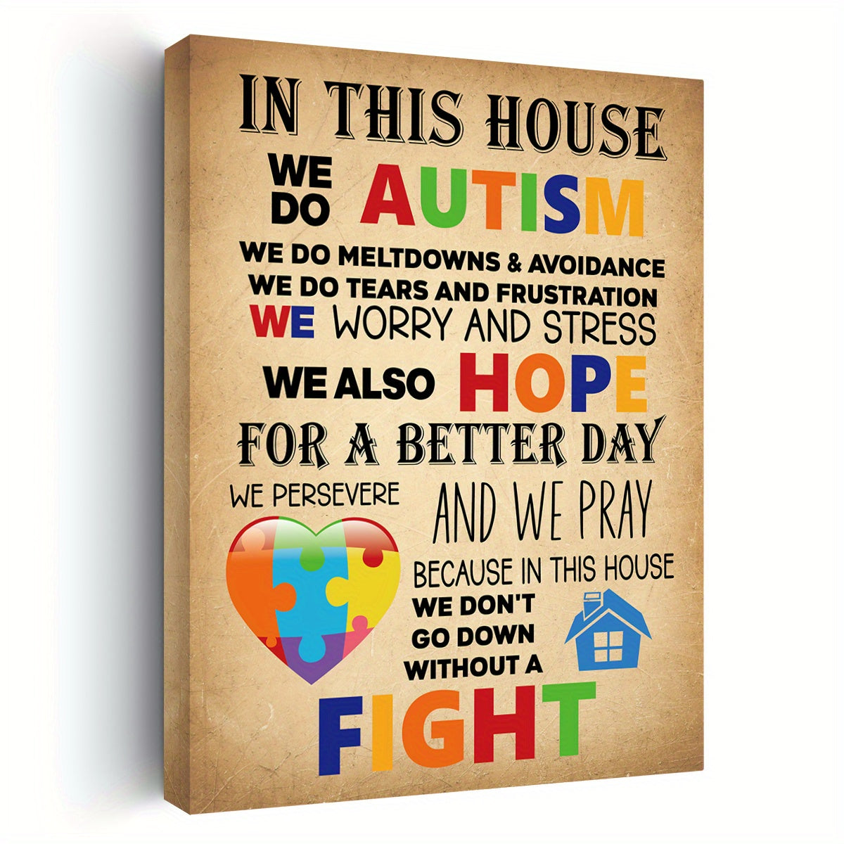 TEMU 1pc Autism Awareness In This House Autism Poster Wall Decoration Canvas Printing Office Home Frame Canvas Wall Art Wall Decoration Office Size,