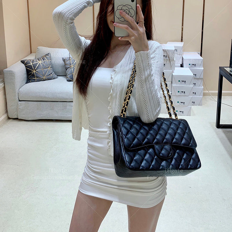 Caviar Flap Bag 30CM Large Handbag Designer Shoulder Bag Mirror quality Fashion Crossbody Bag With Box 24C05