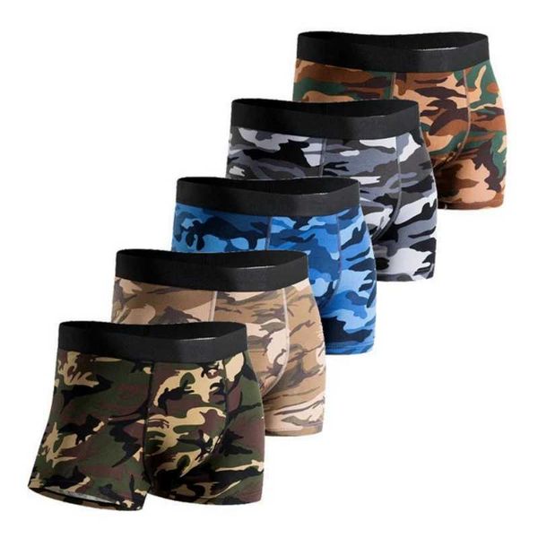 Underpants 5 pieces-batch mens underwear luxury pocket raised underwear mens boxing camouflage boxing shorts mens cotton breathable underwea