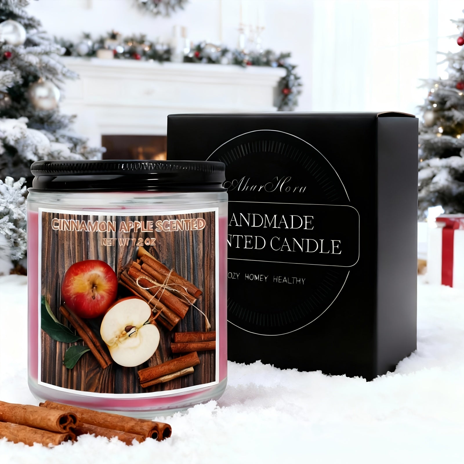 TEMU 1pc Cinnamon- Pumpkin-vanilla-sandalwood Scented Candle, 7.2oz Jar Candle Gifts For Women Men, Fall Autumn Candles For Home Scented, Soy Wax