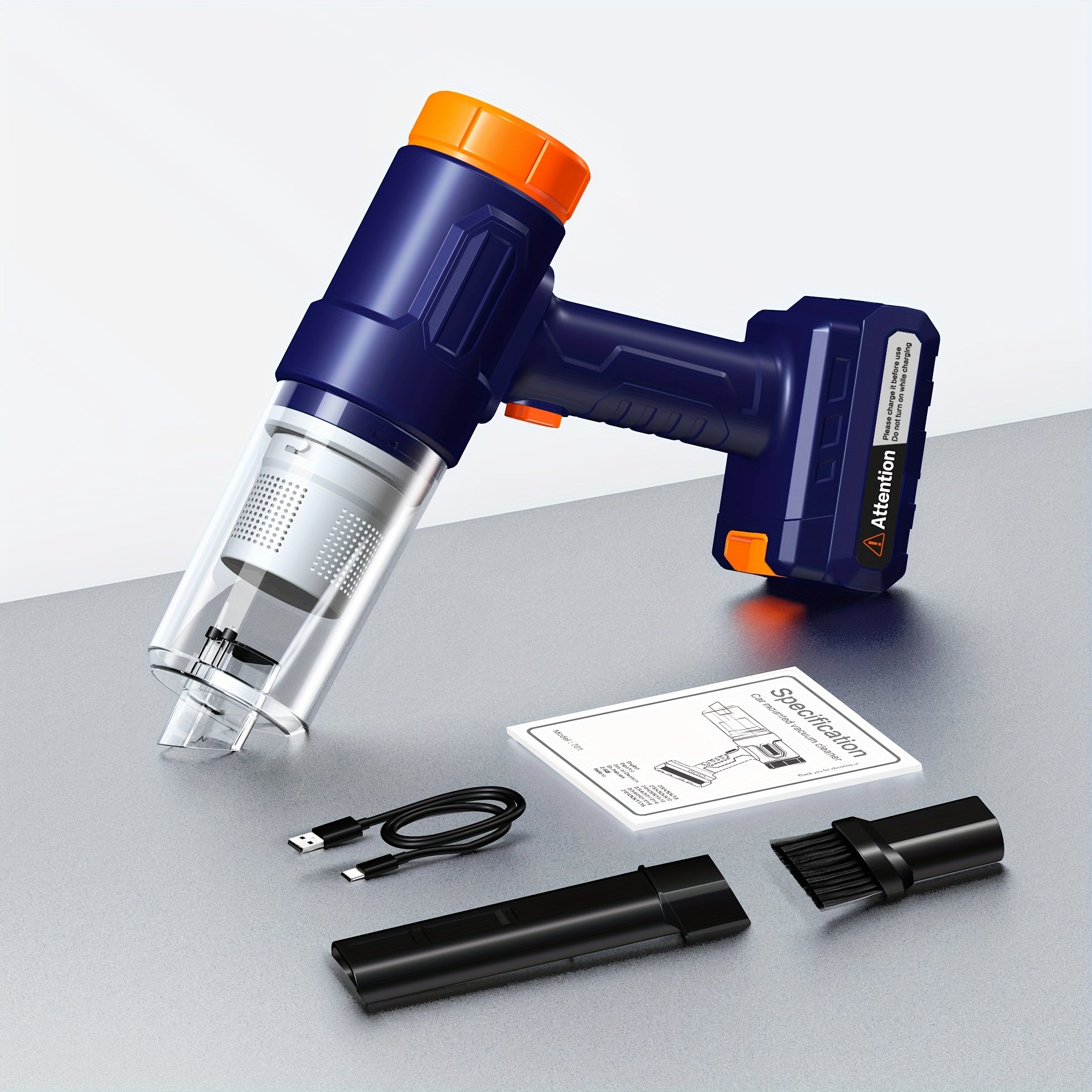 TEMU Wireless Handheld Car Vacuum Cleaner, Multi-functional With 4900pa Strong Suction & Crevice Tools For Car Interior Cleaning, Usb Rechargeable