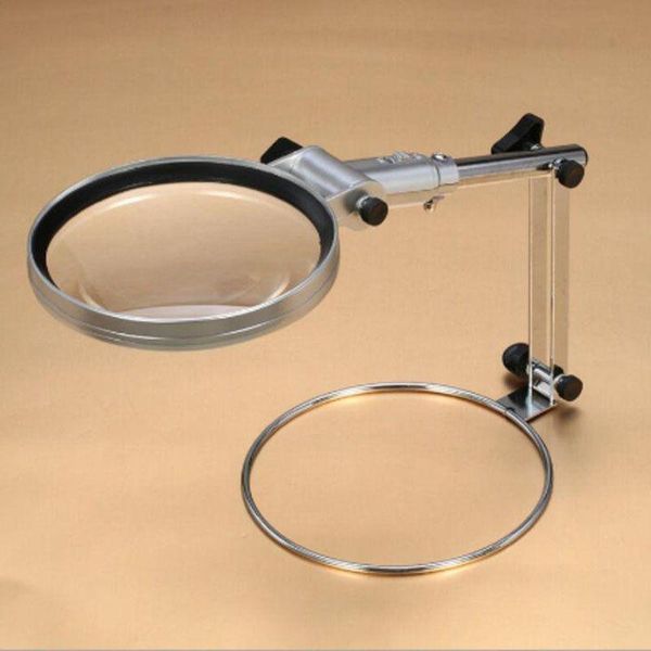 Freeshipping 130mm big mirror 2x Foldable Desktop magnifying glass With LED light Adjustable Reading magnifier Ehpfs