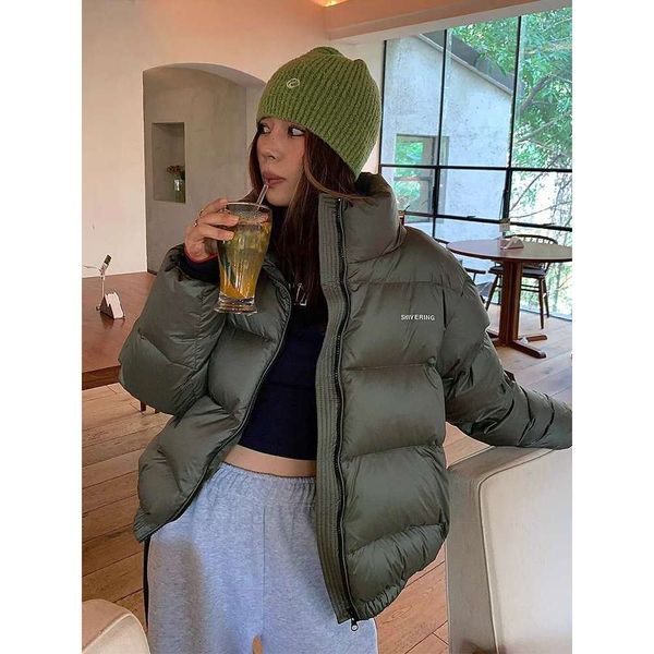 Thick Parkas Winter Warm Loose Cotton Padded Coats Stand Collar Korean Jackets Black Fashion Female Clothes