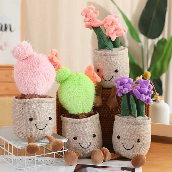 Plush Dolls Cactus seed Plant Plush Toy Succulent Plant Plush Stuffed Potted Flower Decoration Toy Creative Gift for Room Bookshelf Decor z2
