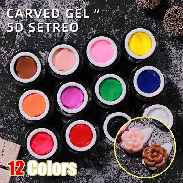 Vendeeni 12 color engraving gel nail polish DIY plastic UV LED gel varnish 3D modeling sculpture gel decal nail art design CL240905