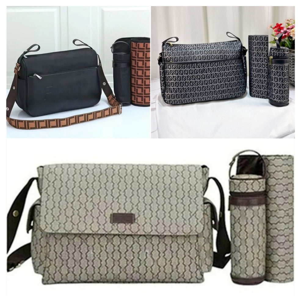 Diaper bag Baby change bag fashion designer large Nappy Diapering nylon 3pcs in one mummy bags babies waterproof changing tote bag with mat bottle h