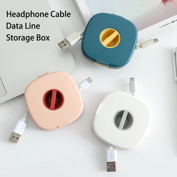 Simple Fashion Headphone Cable Box Data Line Winder Multifunction Desktop Organization Rotatable Portable Stand Function Storage Box