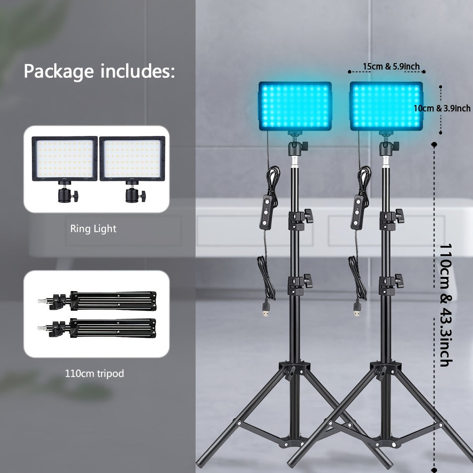 TEMU 2-3pack Vloging Photo Video Fill Lamp Light Panel Photography Lighting Kit Dimmable 5600k Video Studio Streaming Lights With Adjustable Tripod